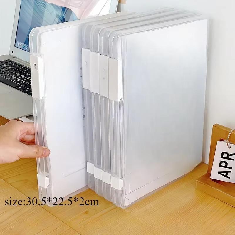 File Storage Box Transparent Double Buckle Plastic Archive Box Waterproof Dustproof Visa Graduation Certificate Information Box