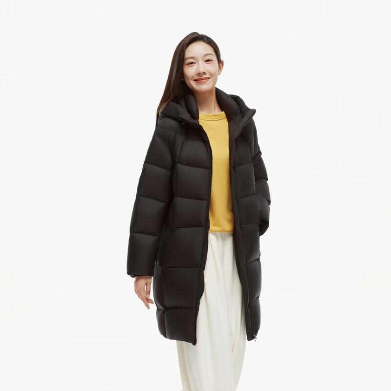 Tanboer Women's Mid-Length Hooded Goose Down Puffer Jacket