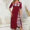 Ladies Casual Printed Long Dress Pullover Sling Irregular Hem Dress