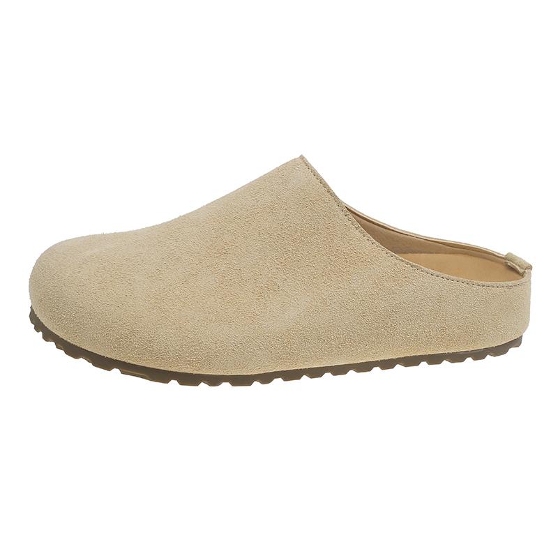 Модные женские замшевые нескользящие тапочки на толстой подошве, весенние, в стиле ретро, для улицы, износостойкие, на плоской подошве, удобные, для отдыха, с закрытым носком, шлепанцы