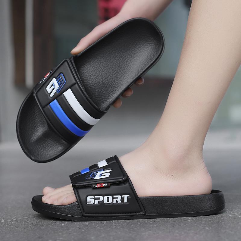 New Mens Slippers Velcro Strap Slipper Lightweight Slide Summer Beach Shoe Soft Mules Slide Flip Men Big Size Sandal Casual Clog