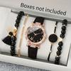 with Leather Strap Watch Bracelet Set Heart Shape Quartz Wristwatch New Watch Jewelry Set  Woman