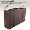 Wood Vintage Suitcase Leather Wooden Storage Box Decorative Luggage Trunk  For Photography