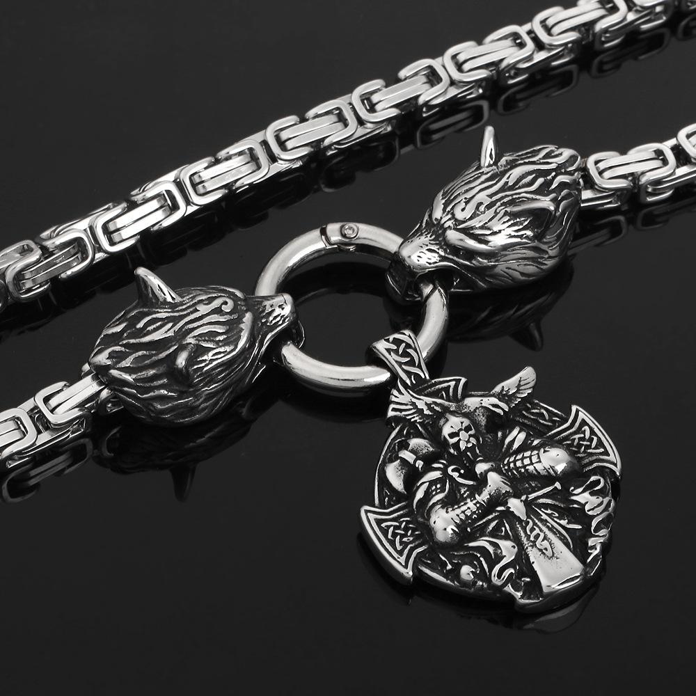 Новое высокое качество из нержавеющей стали, голова волка викингов, портрет Одина, Корона, кулон с топором, ожерелье, мужские ювелирные изделия, кулон, ожерелье, подарок
