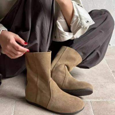 Женские короткие ботинки в стиле ретро, осень-зима, удобные, с круглым носком, на плоской подошве, с мягкой нескользящей подошвой и толстой подошвой