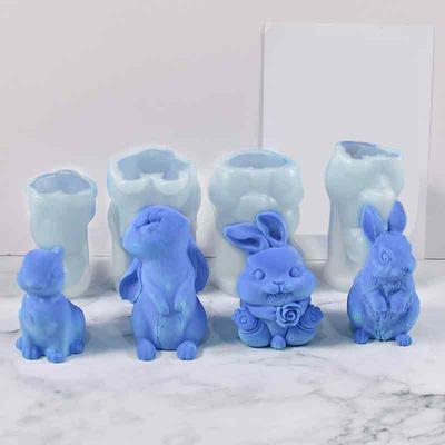 Симпатичная форма гипсовая форма для свечи 3d милый кролик в форме гипса ароматерапевтическое мыло смола свеча силиконовая форма милая