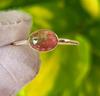 Natural Gemstone Bi Color Tourmaline  925 Sterling Silver Hammer Ring Sz 8.25 US