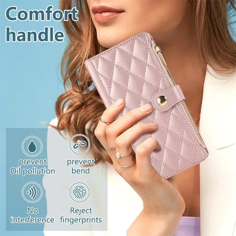 Lanyard Flip Leather Phone Case for IPhone 16 15 Pro Max 14 Plus 13 Mini 12 11 X XS XR SE 2022 8 7 6 Zipper Wallet Card Cover