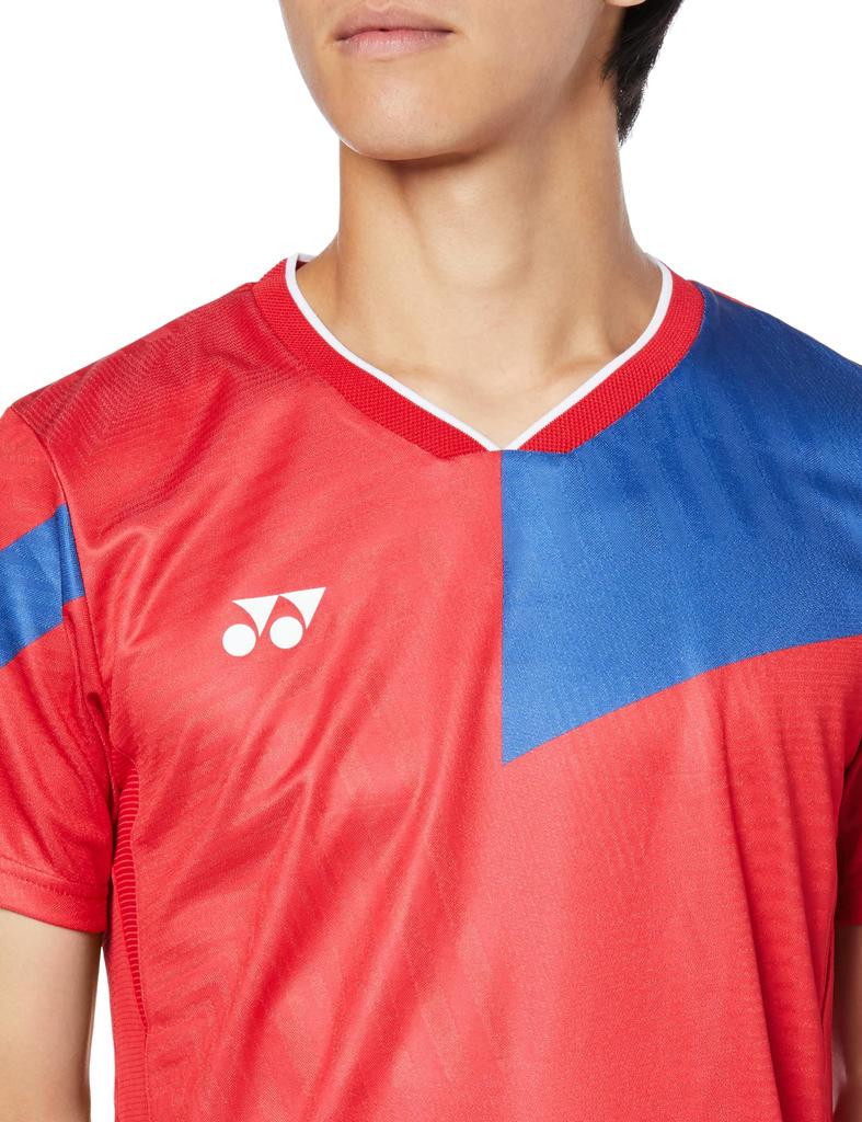 Рубашка с коротким рукавом, игровая рубашка, рубиново-красная, размер L [YONEX] (Подходящий стиль) Мужской (338)
