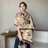 Winter New Cute Panda Scarf Double Sided Imitation Cashmere Shawl Versatile Fashion Thickened Warm Scarf