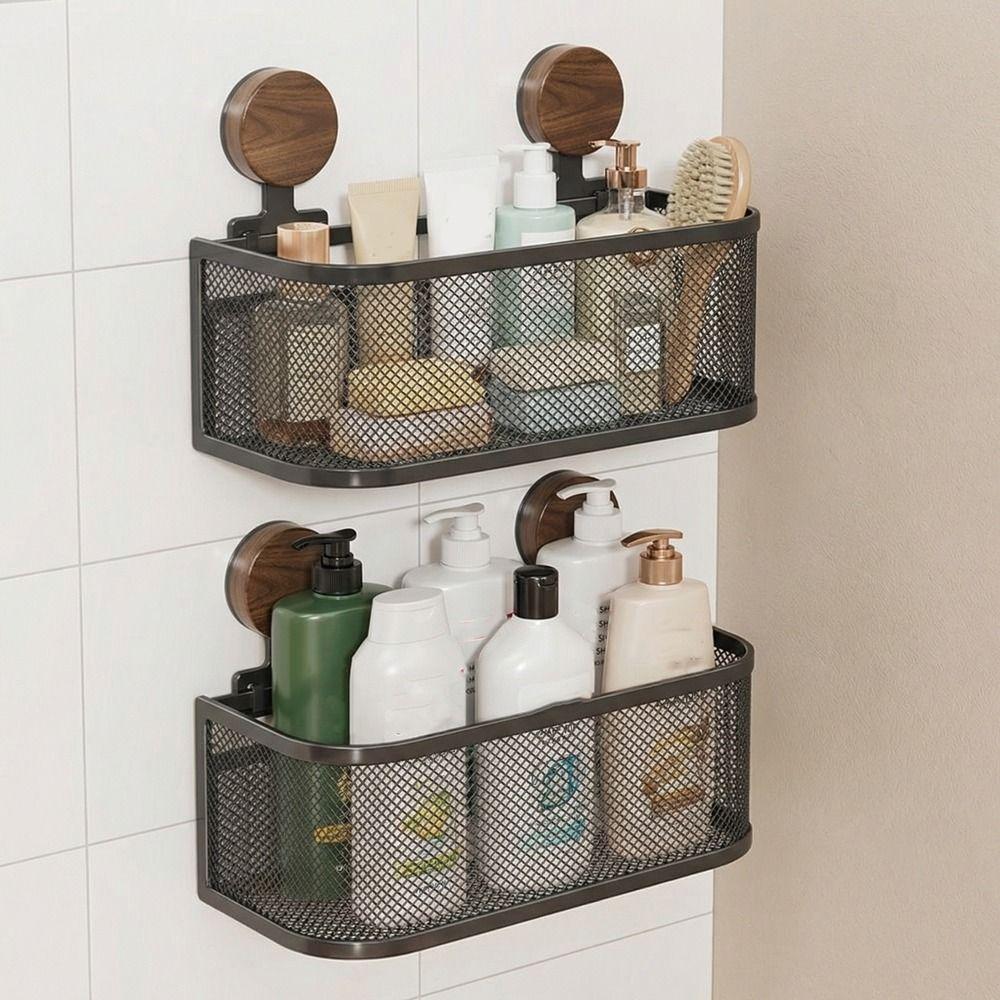 Iron Bathroom Shelves Punch Free Shampoo Storage Rack Practical Makeup Organizer Bathroom