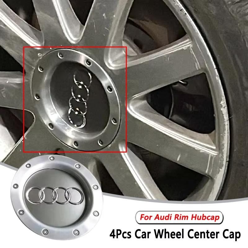 For Audi A34Pcs Car Wheel Center Hub Caps Badge Rim Hubcap 8N0601165A 4B0601165A Accessories For Audi A3 A4 A5 S6 S8 TT A8 Quattro Emblem