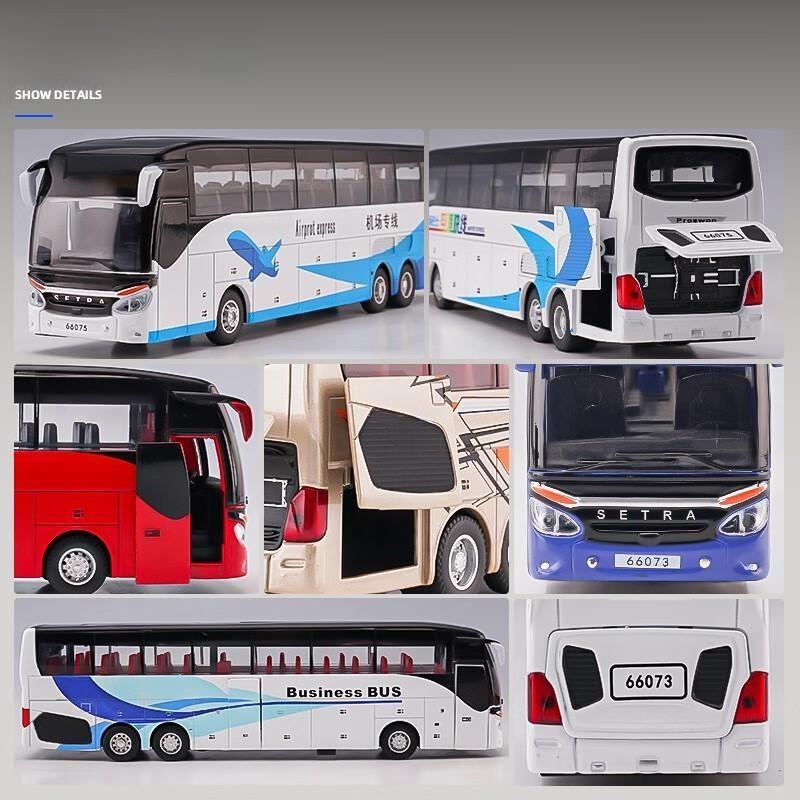 New 1/32 Alloy Single-layer Bus Car Model Toys Diecast Simulation Metal Business Bus Vehicle Sound Light Pull Back Children Gift Toy