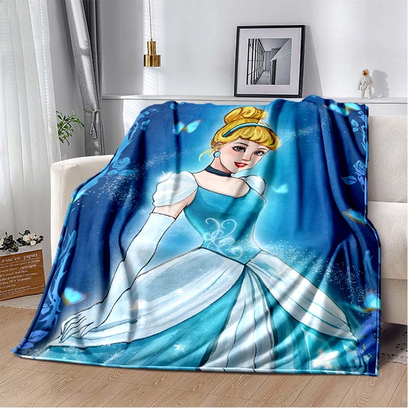 6 Sizes Princess Cinderella Cartoon Soft Flannel Fluffy Throw Camping Blanket for Children Sofa Throw Thin Blanket Female Gift