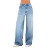 New Elegant Fashion Women Loose Jeans High Waisted Wide Leg Denim Pants Ladies Street Wear Vintage Casual Long Pants Blue Trousers 1103