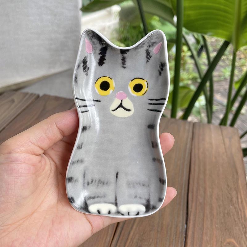1PC Cat Ceramics Dish Kitchen Spoon Holder Home Cat Sauces Dishes Restauarant Seasoning Plate Japanese Cute