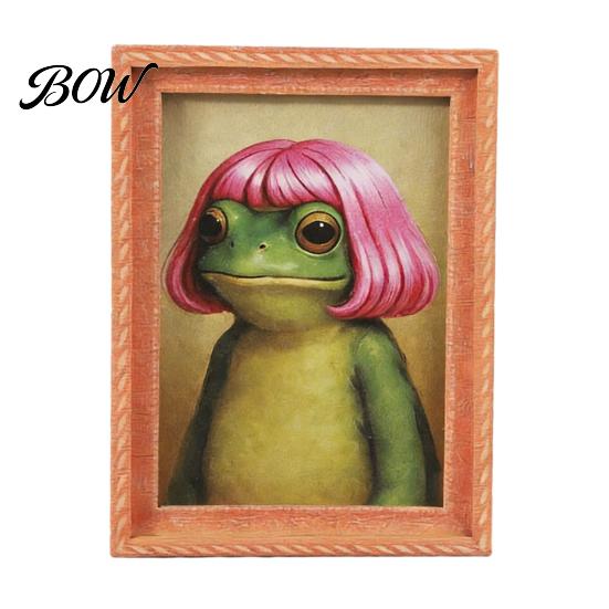 Frog Collectible Magnet Abstract Refrigerator Magnet, Framed Hairstyle Fridge Animal Frame Home Kitchen Office Decoration Party Favors Appliance Decor