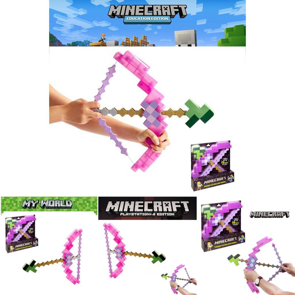 Игрушечный розовый лук и стрелы Minecraft для детей, пластиковый материал, размер упаковки 38*35,5 см