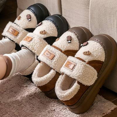 Мода 2025 Новая платформа Зимние хлопковые туфли Женские Уличные Толстая подошва Теплые Плюшевые тапочки Женские Удобные Милые Нескользящие Снежные ботинки
