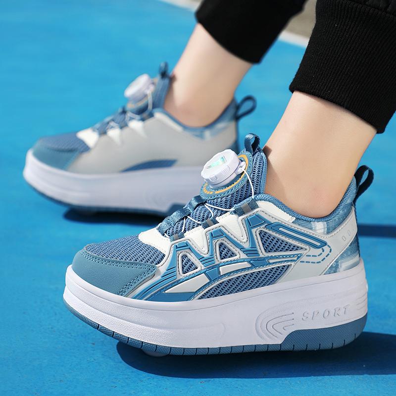 Обувь для роликовых коньков для мальчиков и подростков Съемные плоские туфли Колеса для роликовых коньков для девочек Кроссовки для детей