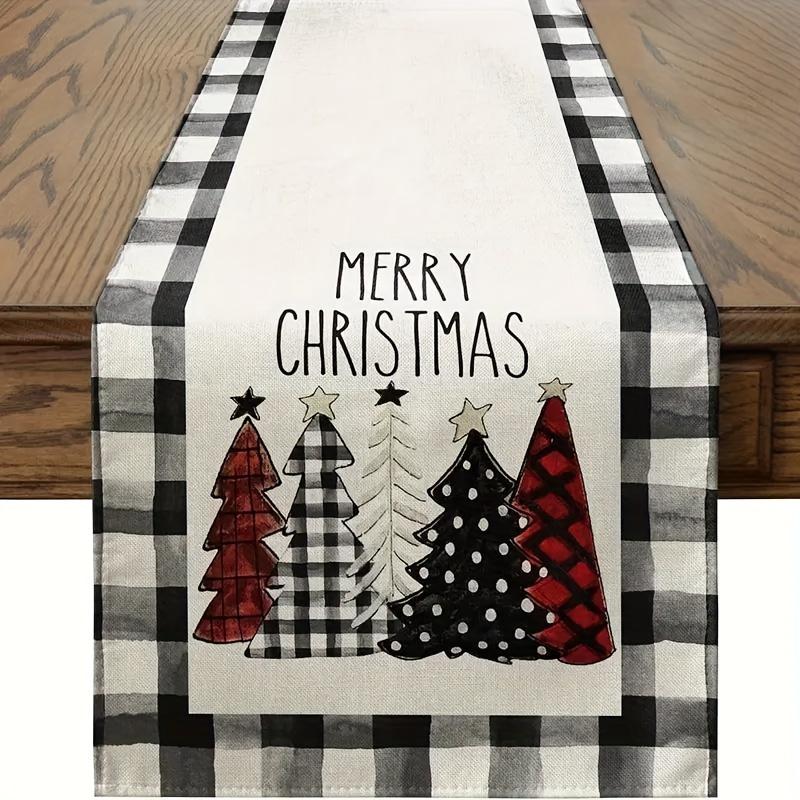 1 шт. Белая скатерть-дорожка Merry Christmas с сосновым узором, пыленепроницаемая, прочная, для украшения рождественского обеденного стола
