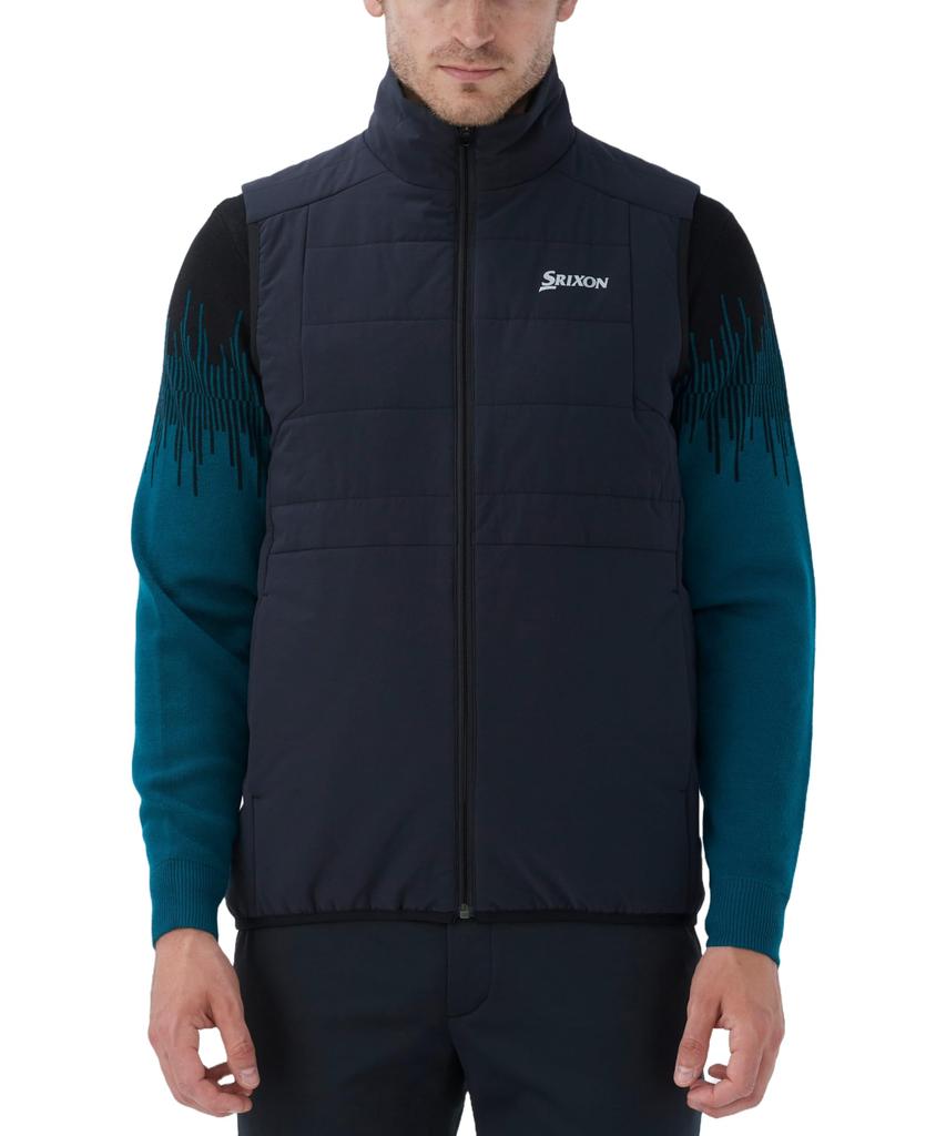 Srixon RG4FVE02M Outer Size LL Men's Vest, Padded, Full-Zip, Heat-Storing, Heat-Navi, Water-Repellent, Stretch, Golf, Black,