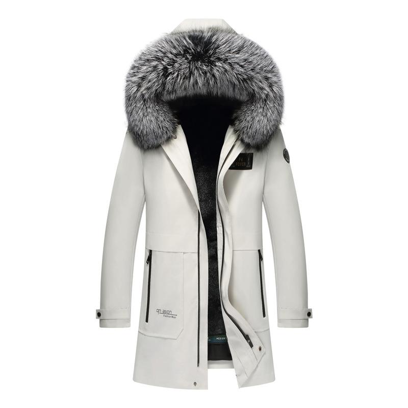 Мужская парка из меха кролика выдры с внутренней частью из искусственной кожи, утолщенное теплое меховое пальто, модное пальто
