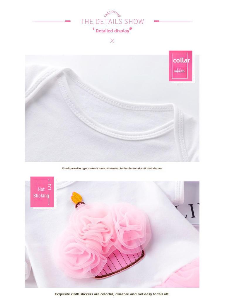 Комбинезон на день рождения для новорожденной девочки - комплект из двух частей с короткими рукавами