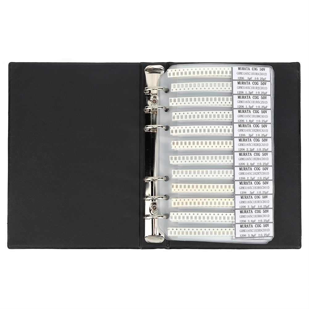 Набор конденсаторов 1206 серии 80 номиналов, Книга образцов электронных компонентов, Черный