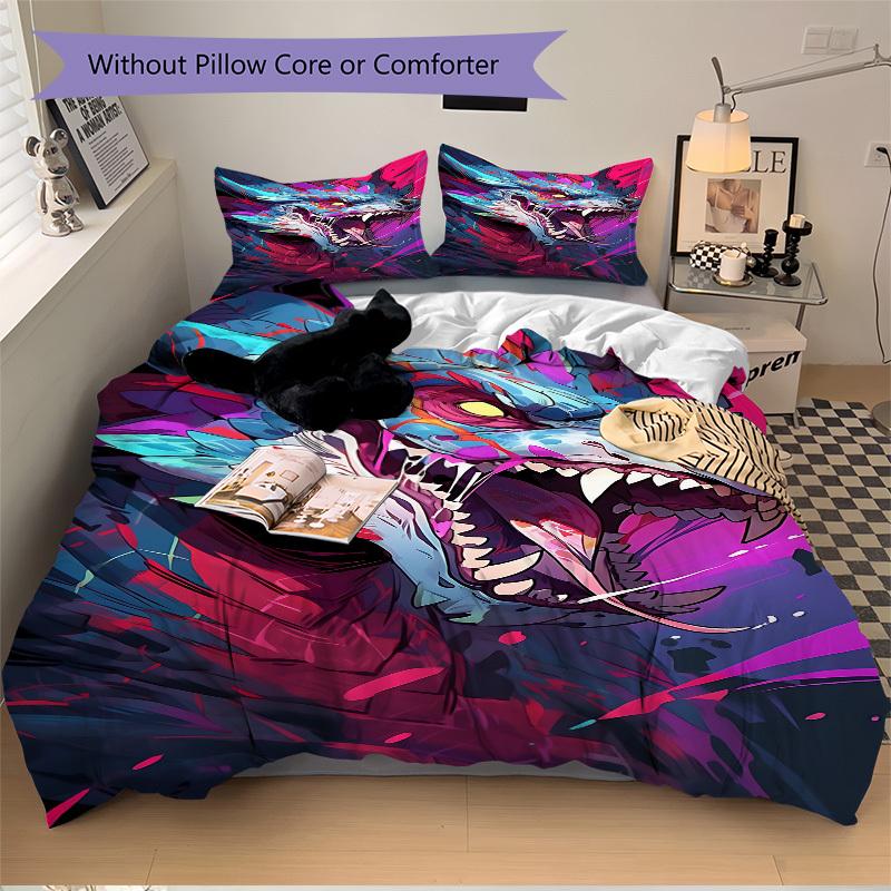 3pcs bedding set Dragon Includes 1 Comforter + 2 Pillowcases, Without Pillow Inserts, Soft Comfortable, Lightweight Breathable062