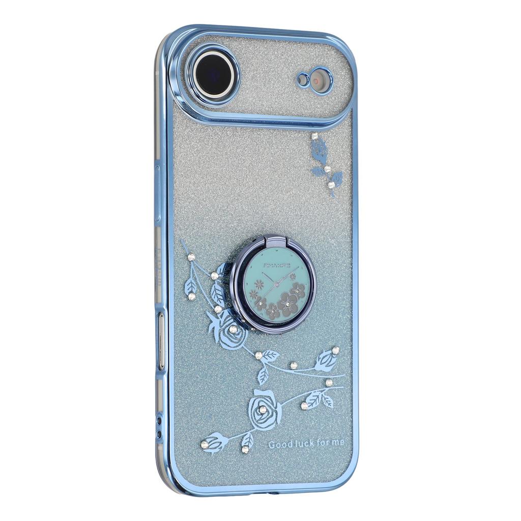 KADEM For iPhone 17 Air Case Ring Kickstand TPU Flowers Phone Cover Gradient Glitter
