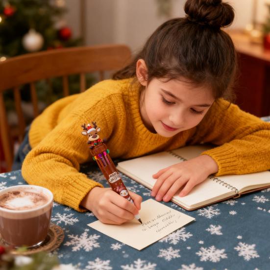 Christmas Ballpoint Pens 10-in-1 Retractable Cute Santa Snowman Pens Festive Writing Tool for Kids School Supplies