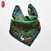 Army Green Luxury Natural Silk Scarf Women Spring Printed Bird 100% Real Silk Twill Scarves Wrap Shawl Square 50cm Bandana Lady