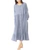 Nishiki Maternity Длинная ночная сорочка с двойным открытием Размер Пижама, Рукава, 100% хлопок, Марля, Приятная к коже, Спереди, Длина, Носить, (Светло-синий