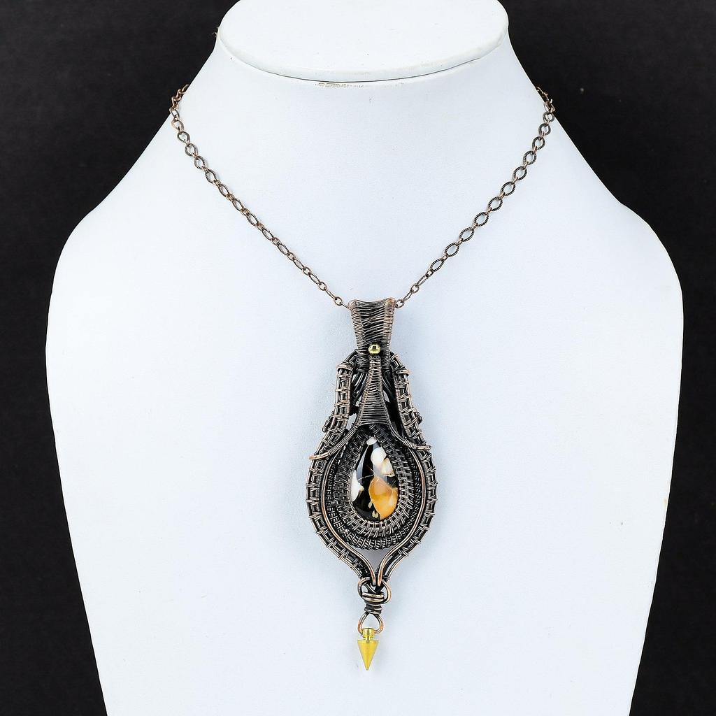 Подвеска из арахисового дерева, яшмы, медная проволочная обертка, ювелирные изделия ручной работы, подвеска из настоящего драгоценного камня, медные ювелирные изделия, подарок для женщин, антикварные подвески