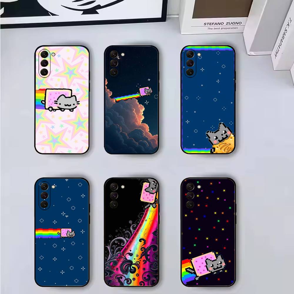 Милый Чехол-Телефон Кот N-Nyan Силиконовый Мягкий Для Samsung Galaxy A73,A72,A71,A70,A53,A52,A51