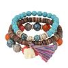 3 шт./компл. эластичная веревка, многослойные женские браслеты из смолы, женские богемные браслеты с кисточками и бусинами в виде слона, ювелирные изделия