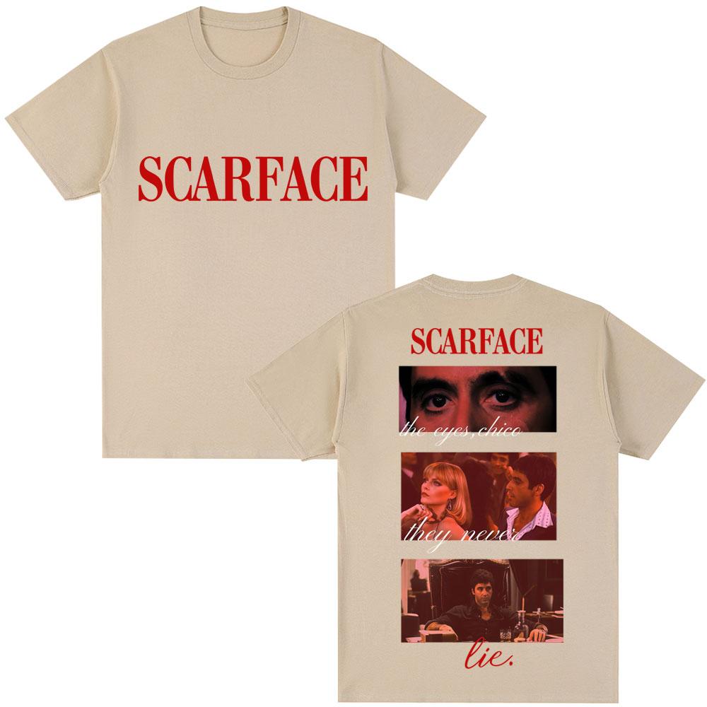 Фильм Лицо со шрамом Тони Монтана Цитаты Классическая футболка Глаза Чико Винтаж Хип-хоп Мужская Готическая футболка Свободная хлопковая Повседневная футболка