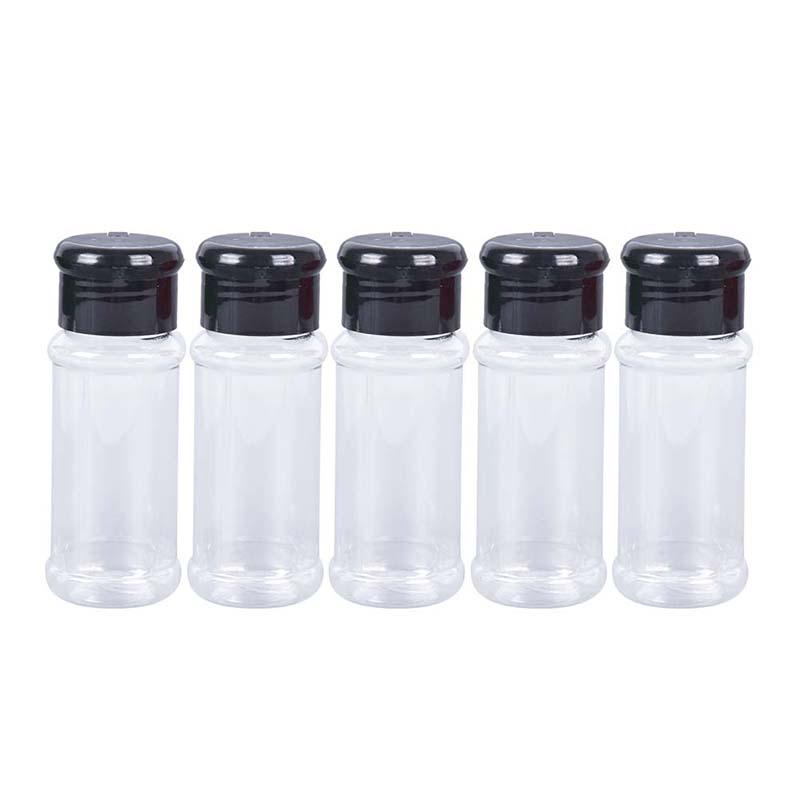 5Pc Plastic Spice Salt Pepper Shakers Seasoning Jar Bbq Condiment Vinegar Bottle