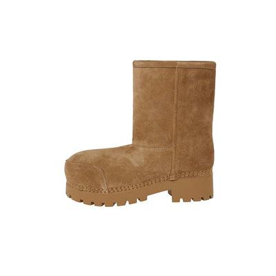 Зимние ботинки из коровьей замши на толстой подошве со средним каблуком, размер 40, зимние ботинки на платформе, теплые ботинки до середины голени