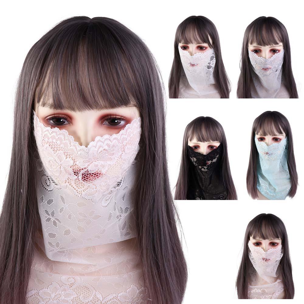 Защита от солнца и ультрафиолета для женщин, походов на открытом воздухе, однотонная кружевная маска, покрывало для лица, шарфы для лица, шейный платок