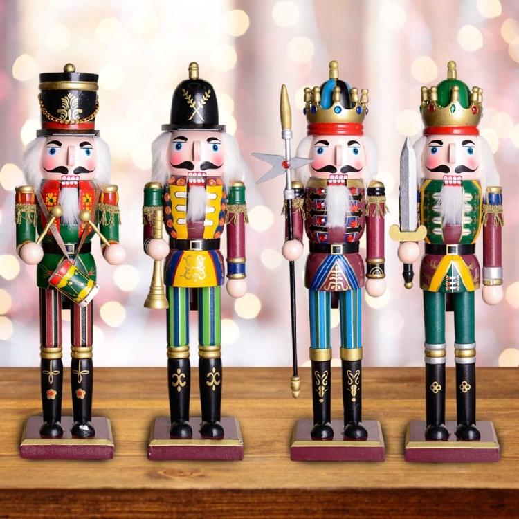 Красочная деревянная фигурка Щелкунчика Короля Рождественский декор для полок