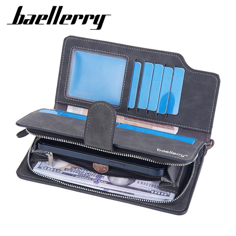 Baellerry Мужские модные длинные кошельки из искусственной кожи, держатель для карт, винтажный дизайн, кошелек на молнии, кошелек для монет