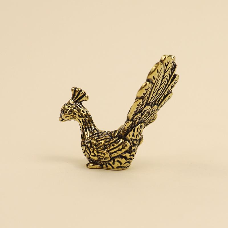 Classic Brass Peacock Figurine, Vintage Animal Miniature, Decorative Element for Home and Desk