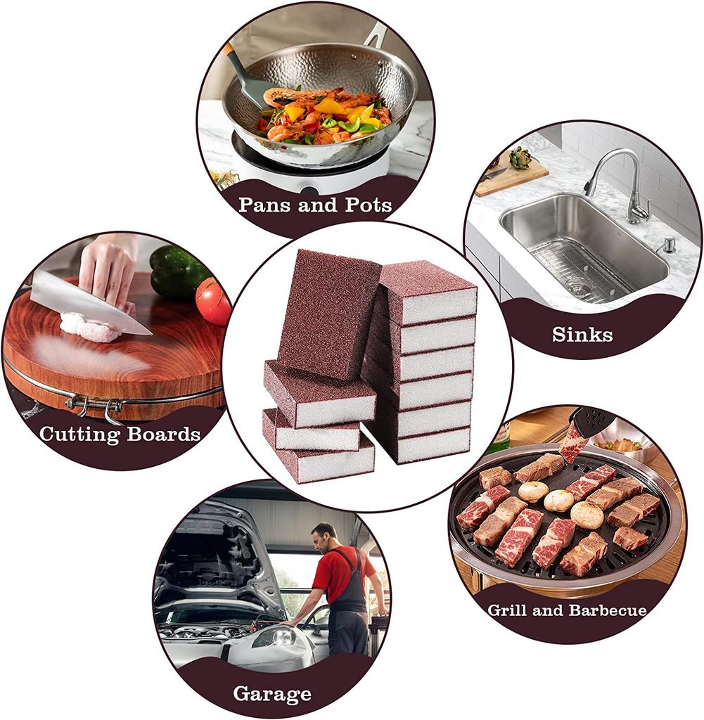 Nano Carborundum Sponge Emery Sponges Brush Eraser Scrub Magic Cleaning Sponge Cleaning Brush Tool Wear-Resistant Rust Eraser Grit Scouring Pads