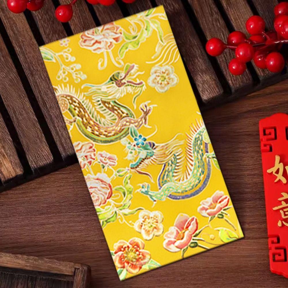 6 шт. Винтажные конверты для денег на удачу в китайском стиле, карман для денег, красный конверт на Новый год, Праздник весны