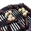 1/4Pcs Women Wooden Beaded Hair Combs Handmade Stretch Double Side Clips Salon Combs Bun Maker Hair Accessories