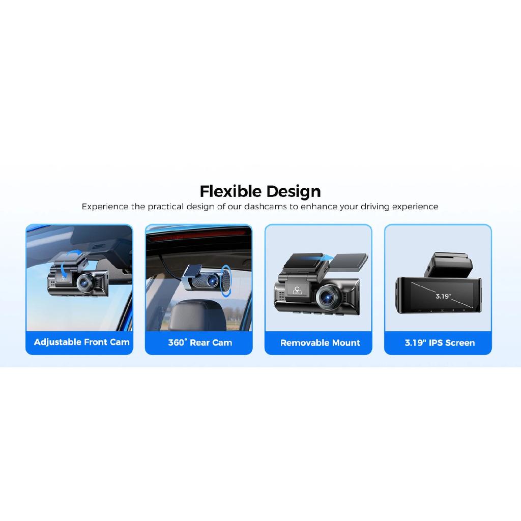 AZDOME Dash Cam M550 Pro 4K Car Camera GPS ADAS 5.8G WiFi Voice Control Parking Mode Super Night Vision 2.5K Rear Video Recorder