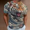 Fierce Tiger Print Men's T-Shirt 3d Print Short Sleeve T-Shirt For Men Summer Loose Man Clothing Retro Loose Oversized Tees Tops