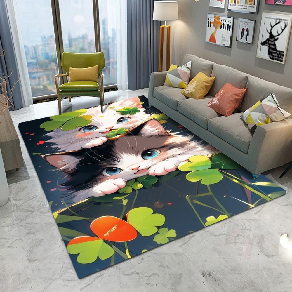  Cute Kitten Carpet Cartoon Living Room Bedroom Kitchen Sofa Entrance Rug Non-slip Washable Home Beautiful Cute Decor Mat